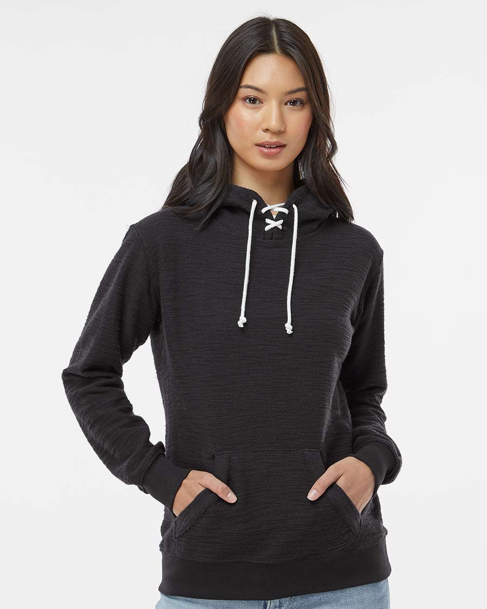 LSC Women’s French Terry Sport Lace Scuba Hooded Pullover